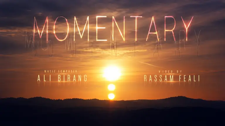 Momentary cover: a sunset over hills under the title