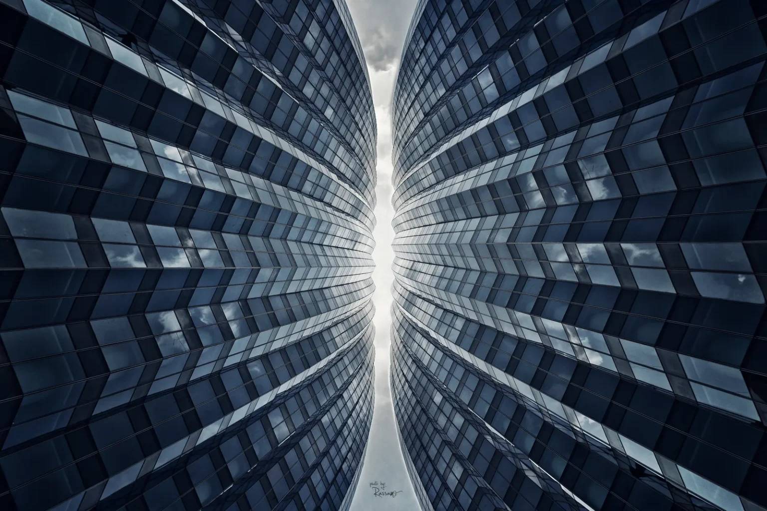 Mirrored glass towers